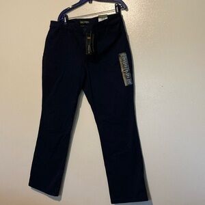 Lee straight mid rise pocket navy relaxed fit effortless wash and wear pants 16